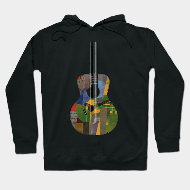 Guitar inception - Minimalist Abstract Art Patchwork Collage Hoodie by bulografik